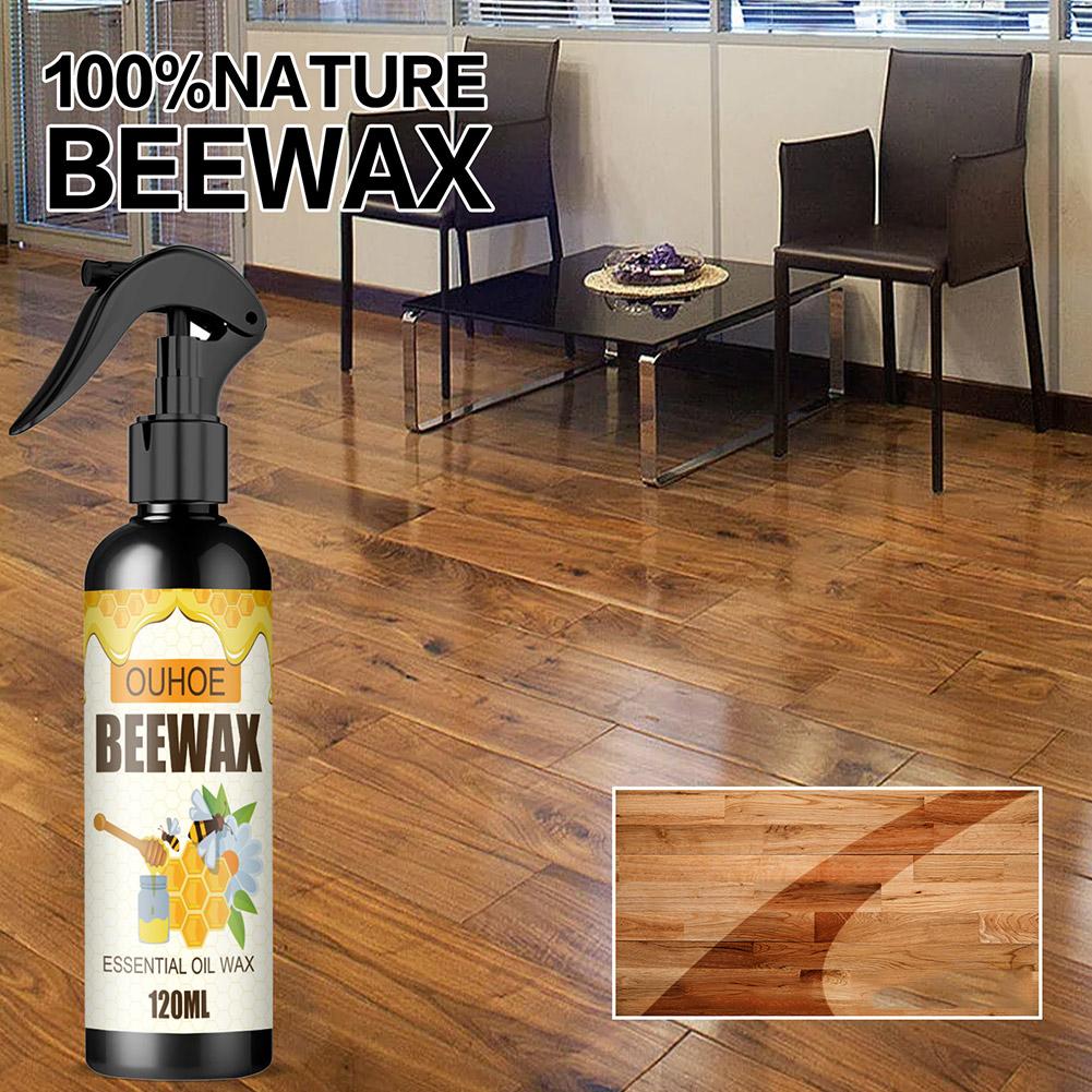 Beeswax Furniture Polish Spray Wood Shine 120 ml Natural BeeWax Spray Brown Wooden Furniture Cleaner Floor Polishing Shiner for Old Furniture Door, Table, Chair, Laminate Finishes Clean Care