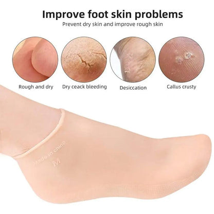 Silicon Heel Socks (2 pair) Heel for Crack Spa Gel Socks for Women and Men, Feet Protector Crack Heel Repair Socks with Moisturizing Natural Oil and Vitamin E Repair Dry Cracked