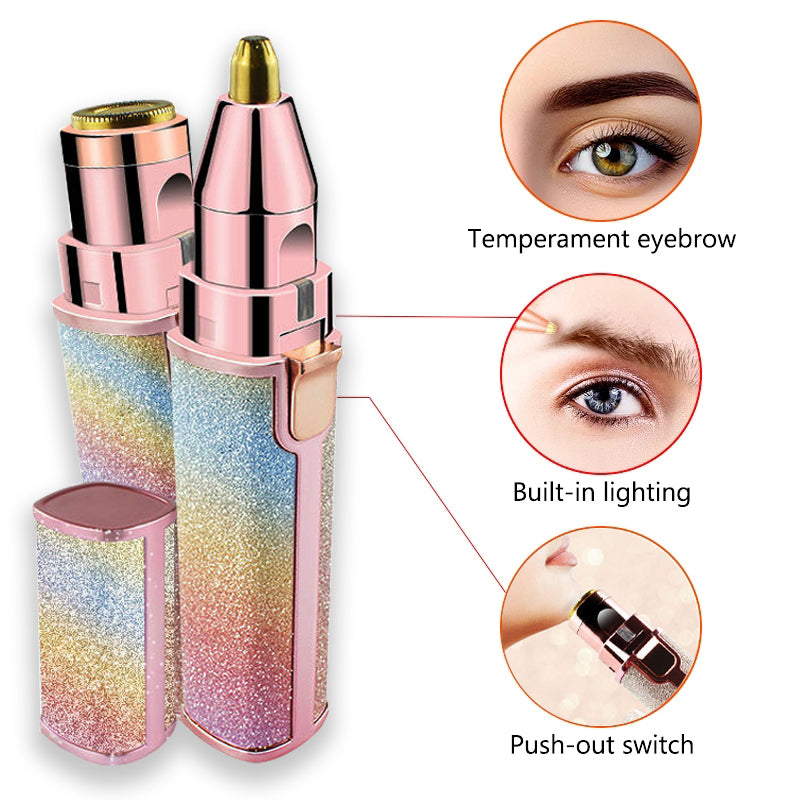 2 IN 1 Eyebrow Trimmer For Women,Hair Removal Trimmer For Women With Replaceable Heads, Upper Lip Hair Remover For Women