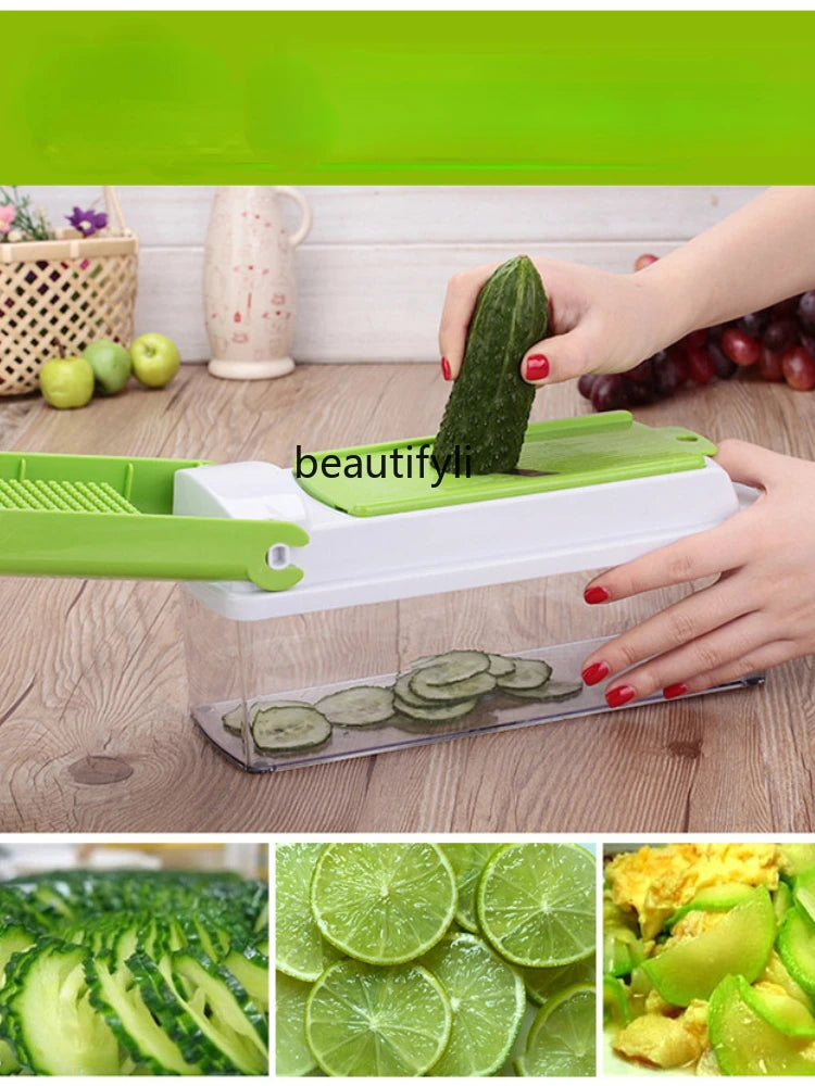 12 in 1 Vegetable Multifunctional Chopper & Adjustable Slicer with Storage Container, Household Kitchen for Cutter, Grater, Peeler, Chipser, Chopper