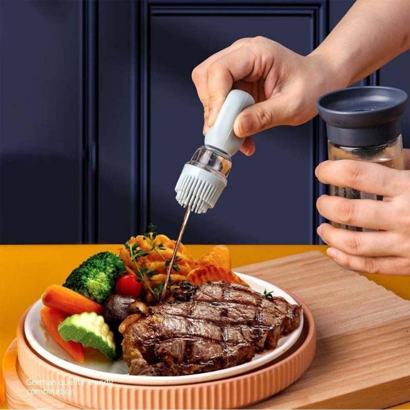 Glass Olive Oil Bottle and Brush 2 in 1 Silicone Dropper Measuring Oil Dispenser Bottle Kitchen Cooking Baking BBQ Grill Vinegar Turkey Basting Pastry Brushes