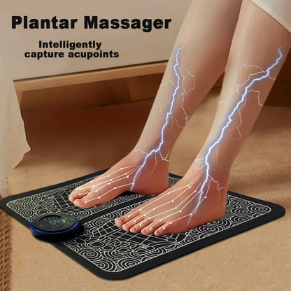 Foot Massager Pain Relief Wireless Electric EMS Massage Machine,Rechargeable Portable Folding Automatic with 8 Mode19 Intensity for Legs,Body,Hand Therapy