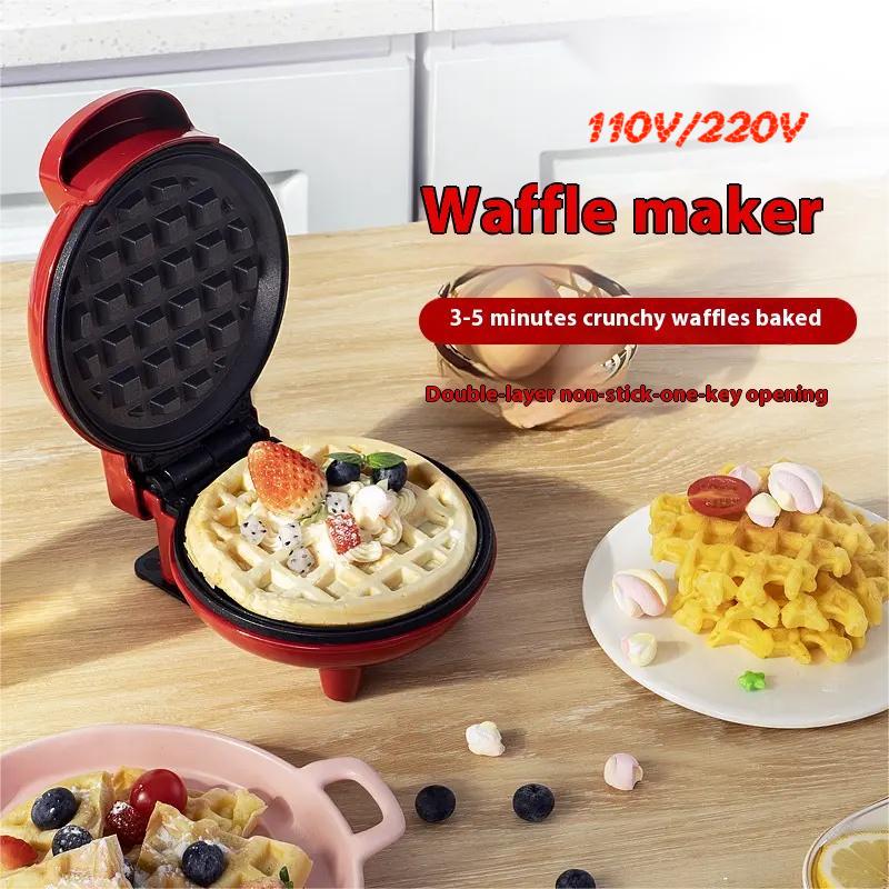 Mini Waffle Maker Belgian Waffle Maker Small Classic Waffle Maker for Children's Birthdays, Family Parties, Easter or Christmas, Cute and Compact Design, 550 Watts, Red