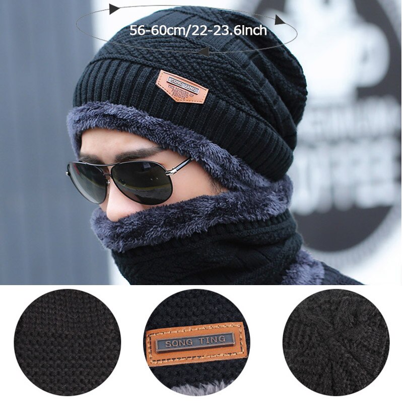 Wool Beanie Cap & Muffler for Mens & Women – Winter Cap for Men – Men’s Woolen Cap with Neck Muffler – Winter Muffler for Women – Soft Woolen Muffler & Cap for Men & Women Black