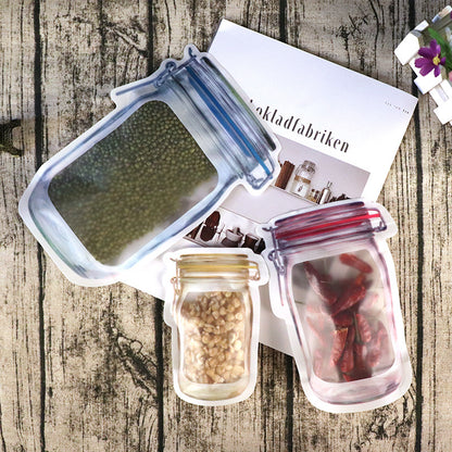 Fridge Food Storage Bags - Ziplock Bottle Shape Storage 9 Pouch Set - 3 Variable Size Zipper Mason Jar