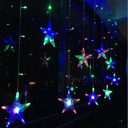 Star Curtain LED Lights for Diwali (2.5 mtr, 138 LED, 6+6 Star), Curtain String Lights with 8 Flashing Modes, Decoration for Christmas, Wedding, Party, Warm White