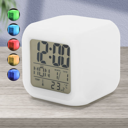 Digital Alarm Clock with Automatic 7 Color Changing Lighting Clock LED Display Clock Date Time Temperature Digital Clock Kids Clock Alarm Clock for Kids Girls Boys