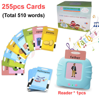 Talking Flash Cards Learning Toys Educational Device for 2 3 4 5 6 Year Old Kids Toddler 112 Flash Cards, Educational Toys Reading Machine with 224 Words, Preschool Montessori Toys