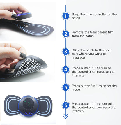 Body Massager Machine for Pain Relief Wireless Vibrating Massager 8 Mode & 19 Strength Level EMS Massager Mini Massager Butterfly Massager for Shoulder, Legs, Neck, Back Massager